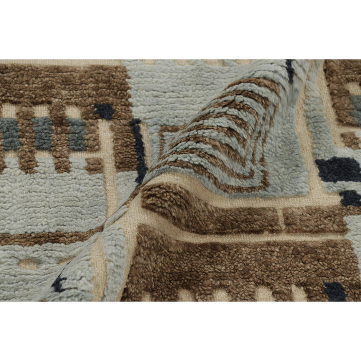 Brown & Grey Swedish Inspired Wool Cotton Rug - 8'2" x 10'