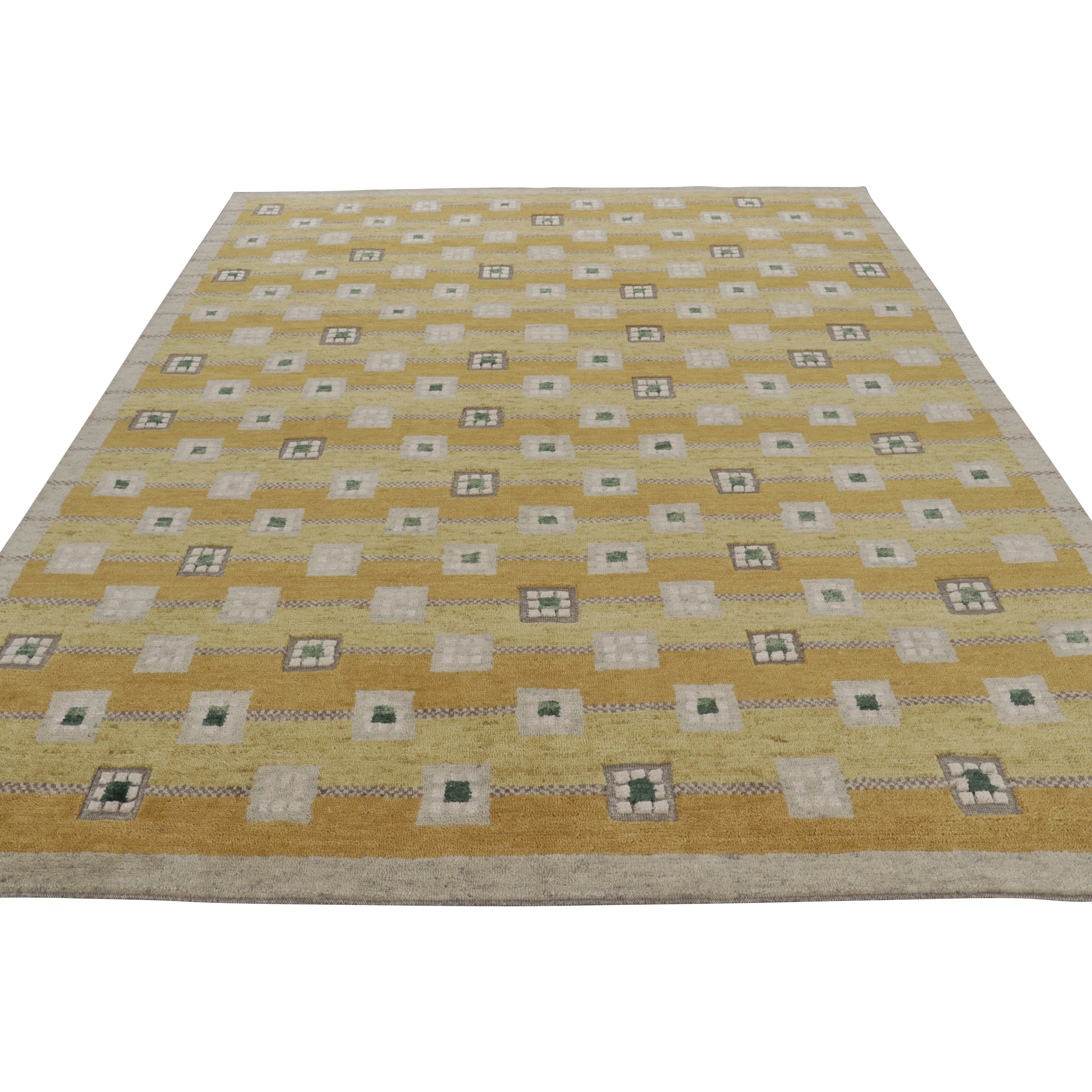 Yellow & Orange Swedish Inspired Flatweave Wool Rug - 8' x 9'10"