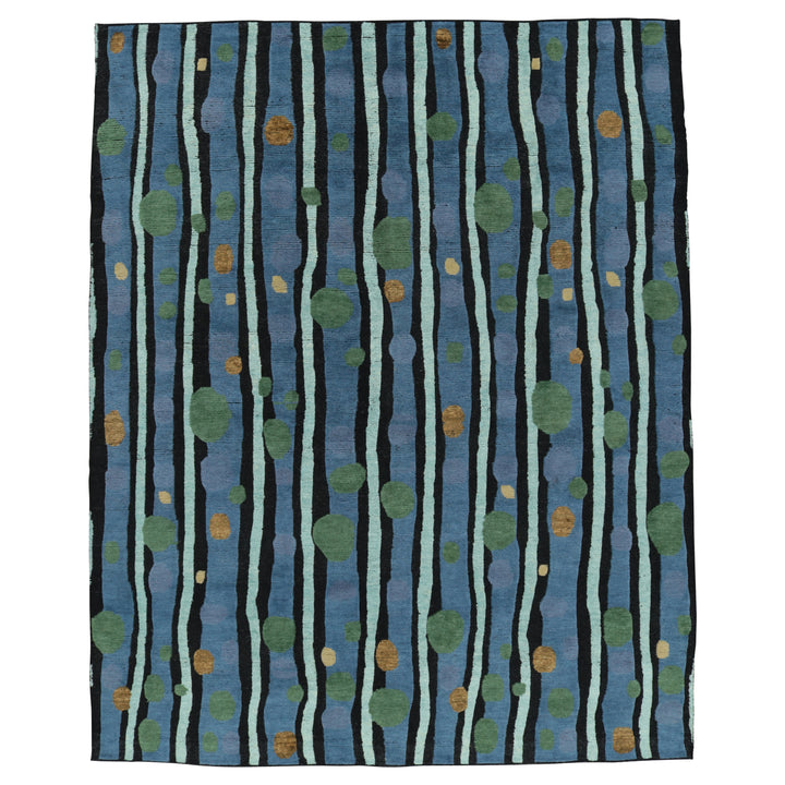 Blue Contemporary Wool Jute Rug - 8' x 9'11"