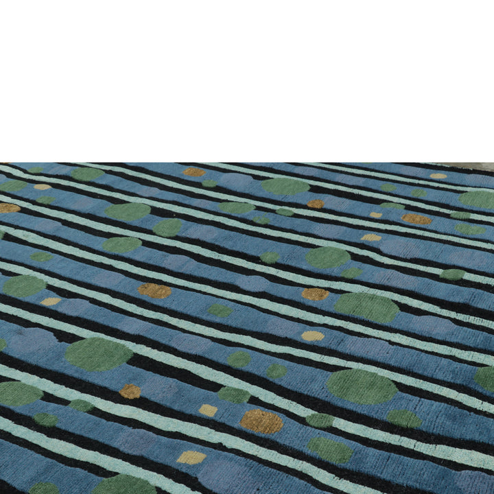 Blue Contemporary Wool Jute Rug - 8' x 9'11"