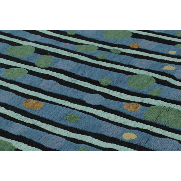 Blue Contemporary Wool Jute Rug - 8' x 9'11"