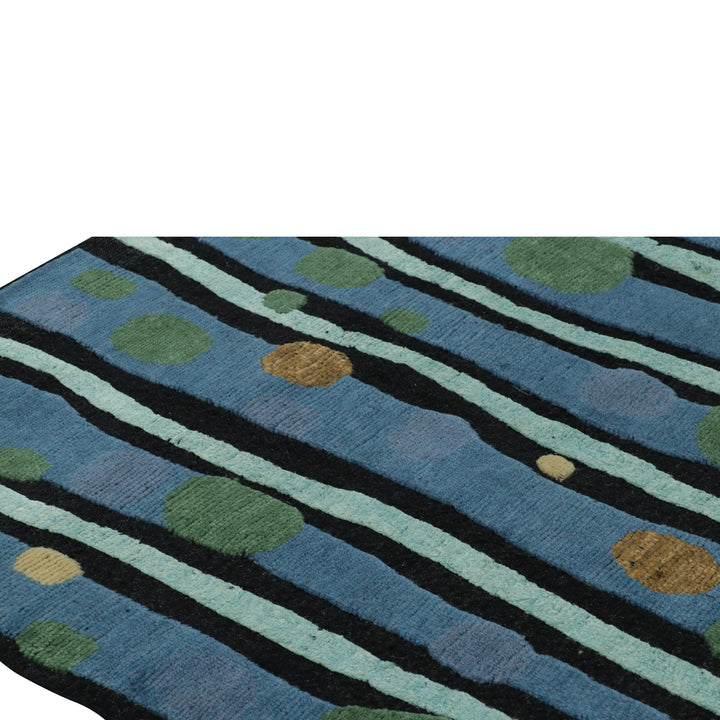 Blue Contemporary Wool Jute Rug - 8' x 9'11"