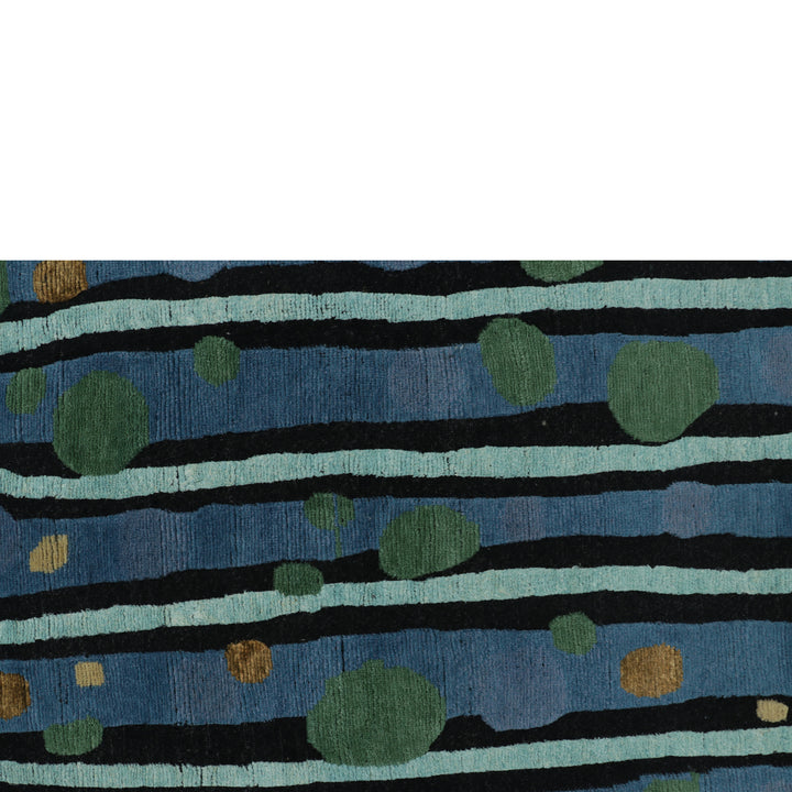 Blue Contemporary Wool Jute Rug - 8' x 9'11"