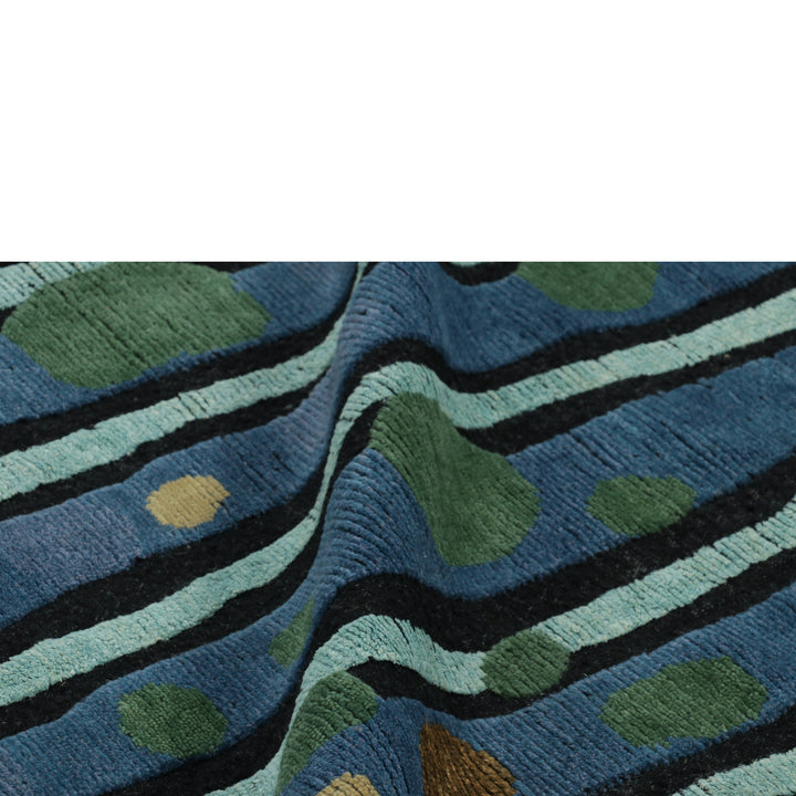 Blue Contemporary Wool Jute Rug - 8' x 9'11"