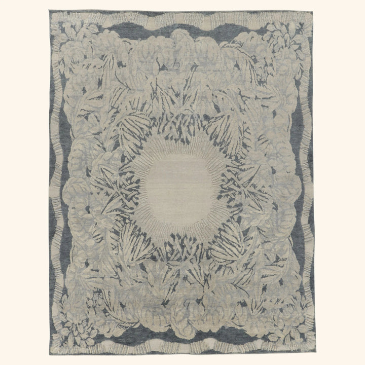 Grey Contemporary Wool Cotton Rug - 9'3' x 12'1"