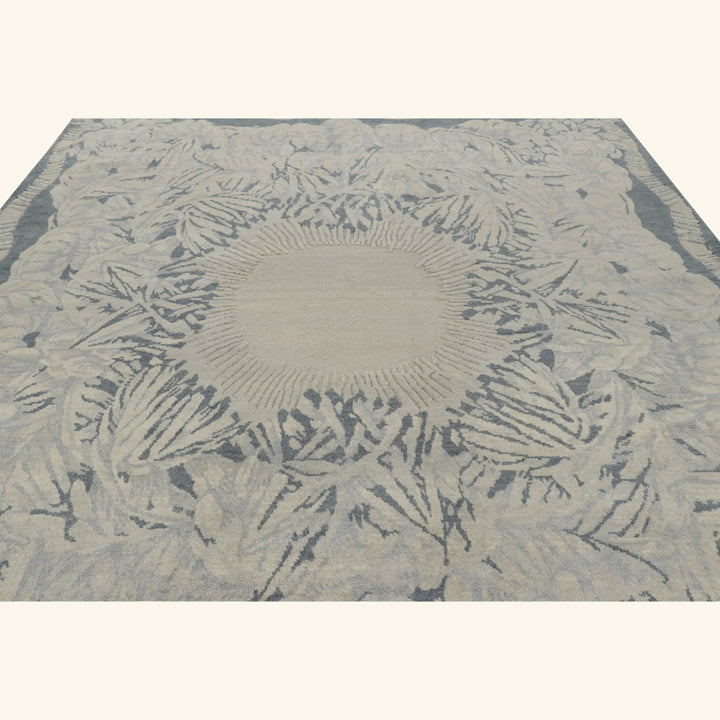 Grey Contemporary Wool Cotton Rug - 9'3' x 12'1"