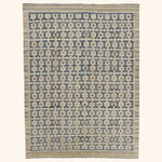 Blue & Yellow Swedish Inspired Flatweave Wool Rug - 9'2" x 12'4"