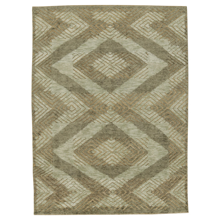 Natural Traditional Wool Silk Cotton Rug - 6'2" x 8'2"