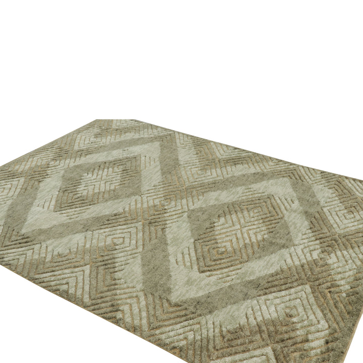 Natural Traditional Wool Silk Cotton Rug - 6'2" x 8'2"