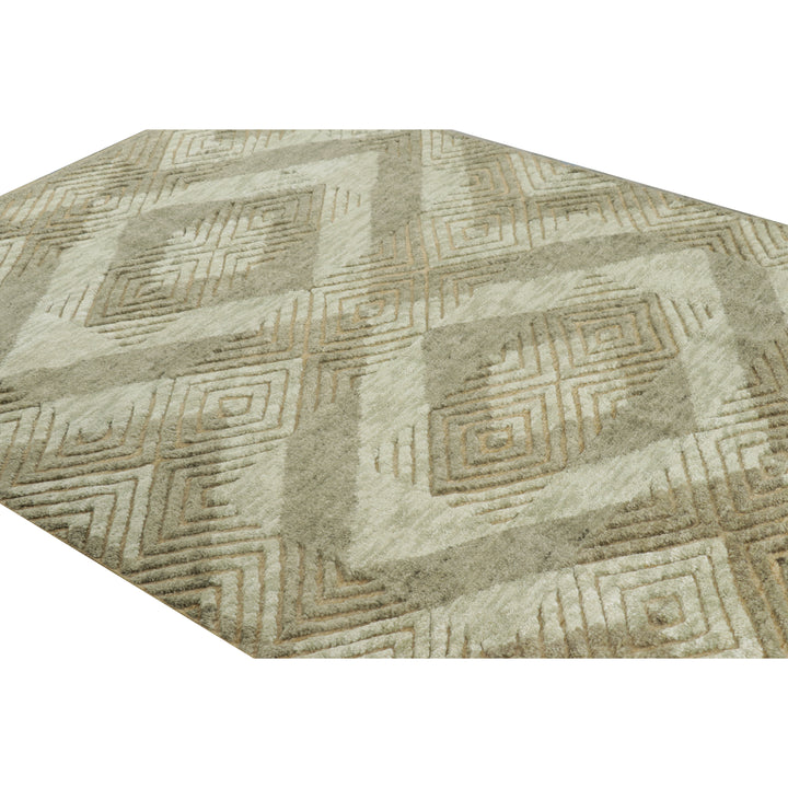 Natural Traditional Wool Silk Cotton Rug - 6'2" x 8'2"