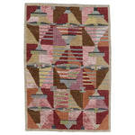 Multicolored Swedish Inspired Flatweave Wool Silk Rug - 6' x 8'11"
