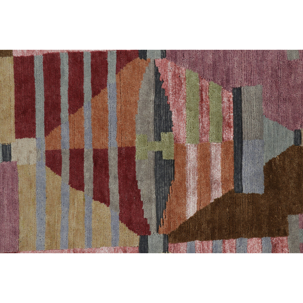 Multicolored Swedish Inspired Flatweave Wool Silk Rug - 6' x 8'11"