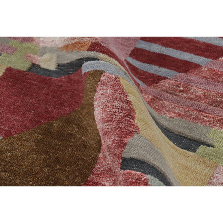 Multicolored Swedish Inspired Flatweave Wool Silk Rug - 6' x 8'11"
