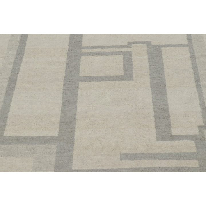 Ivory & Grey Contemporary Wool Cotton Rug - 5'3" x 8'10"