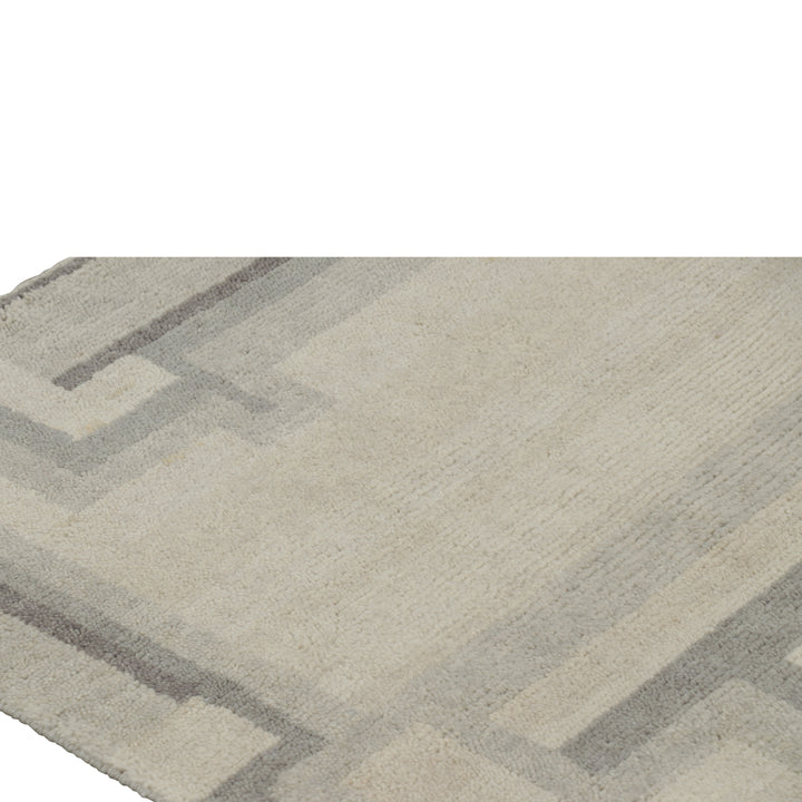 Ivory & Grey Contemporary Wool Cotton Rug - 5'3" x 8'10"