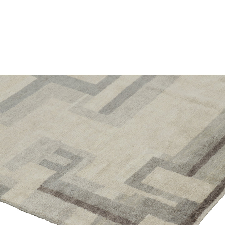 Ivory & Grey Contemporary Wool Cotton Rug - 5'3" x 8'10"