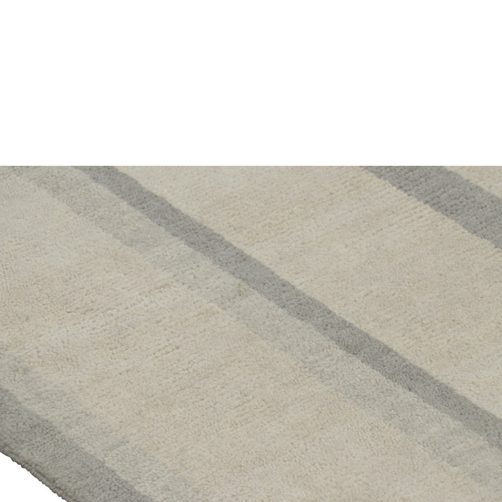 Ivory & Grey Contemporary Wool Cotton Rug - 5'3" x 8'10"