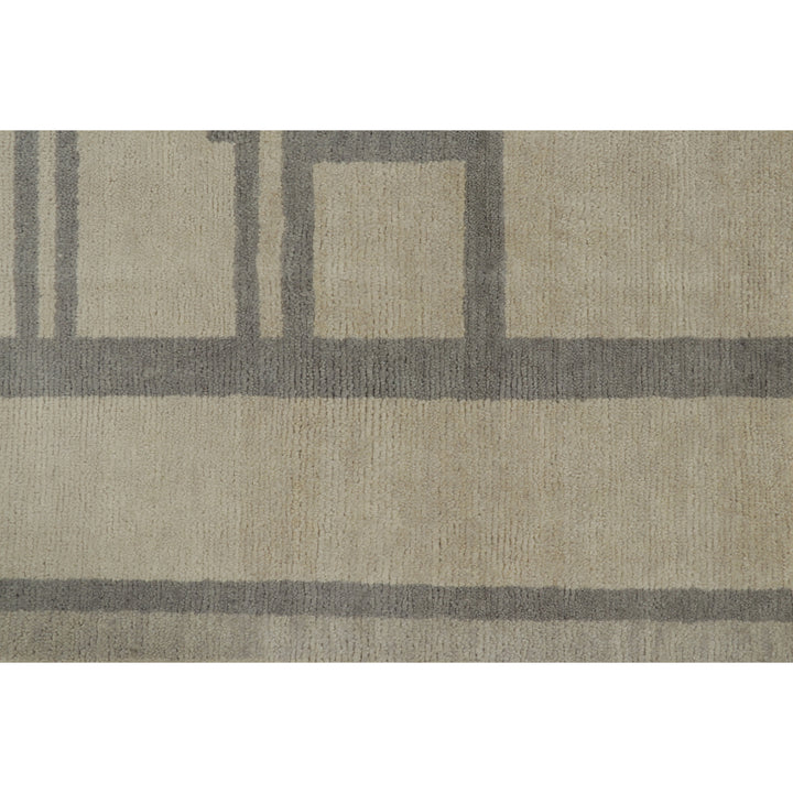 Ivory & Grey Contemporary Wool Cotton Rug - 5'3" x 8'10"