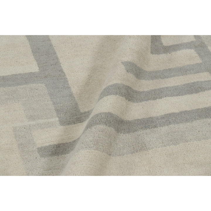 Ivory & Grey Contemporary Wool Cotton Rug - 5'3" x 8'10"