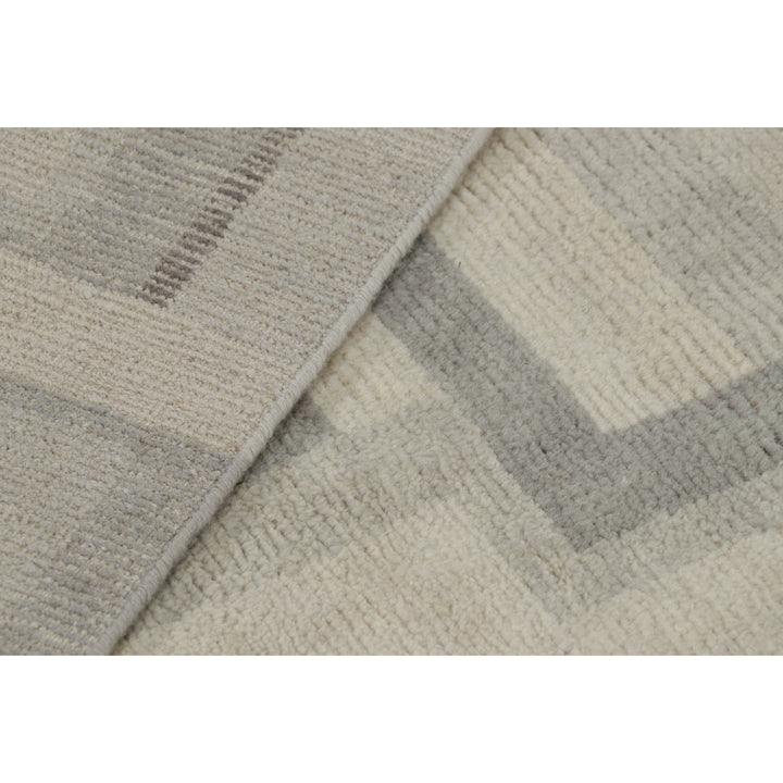 Ivory & Grey Contemporary Wool Cotton Rug - 5'3" x 8'10"
