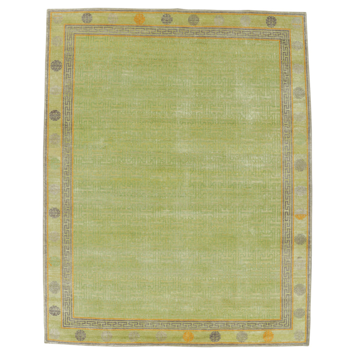 Green Traditional Wool Silk Rug - 8'1" x 10'3"