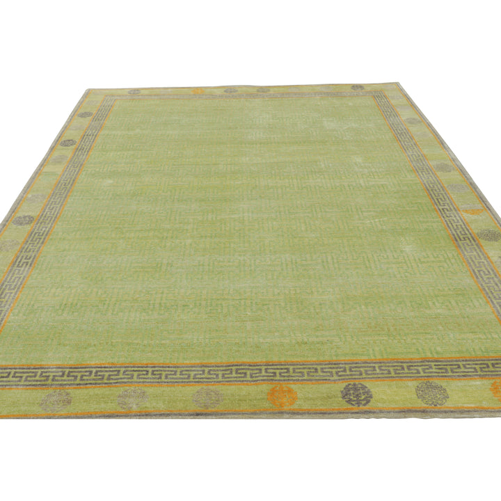 Green Traditional Wool Silk Rug - 8'1" x 10'3"
