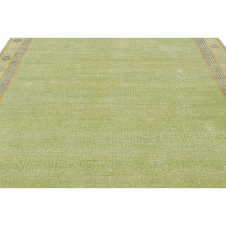 Green Traditional Wool Silk Rug - 8'1" x 10'3"