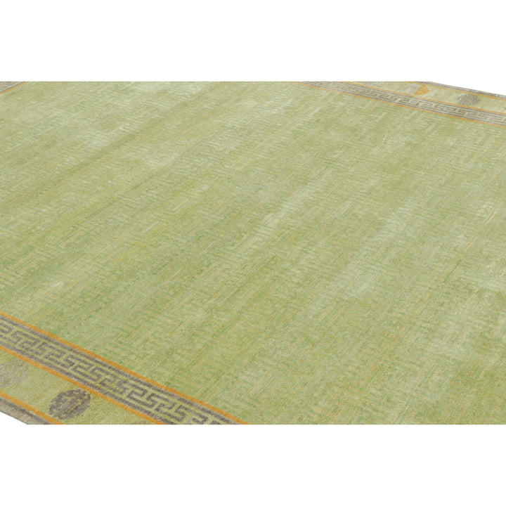 Green Traditional Wool Silk Rug - 8'1" x 10'3"