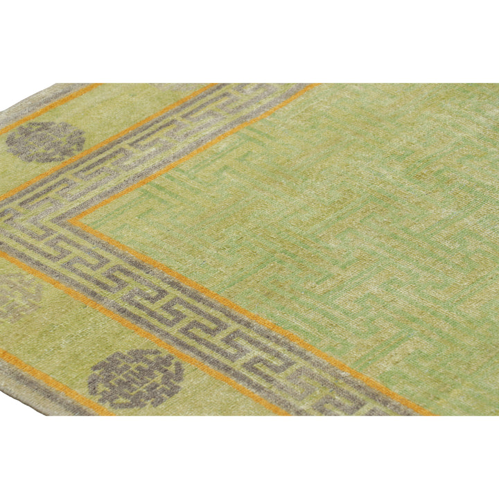 Green Traditional Wool Silk Rug - 8'1" x 10'3"