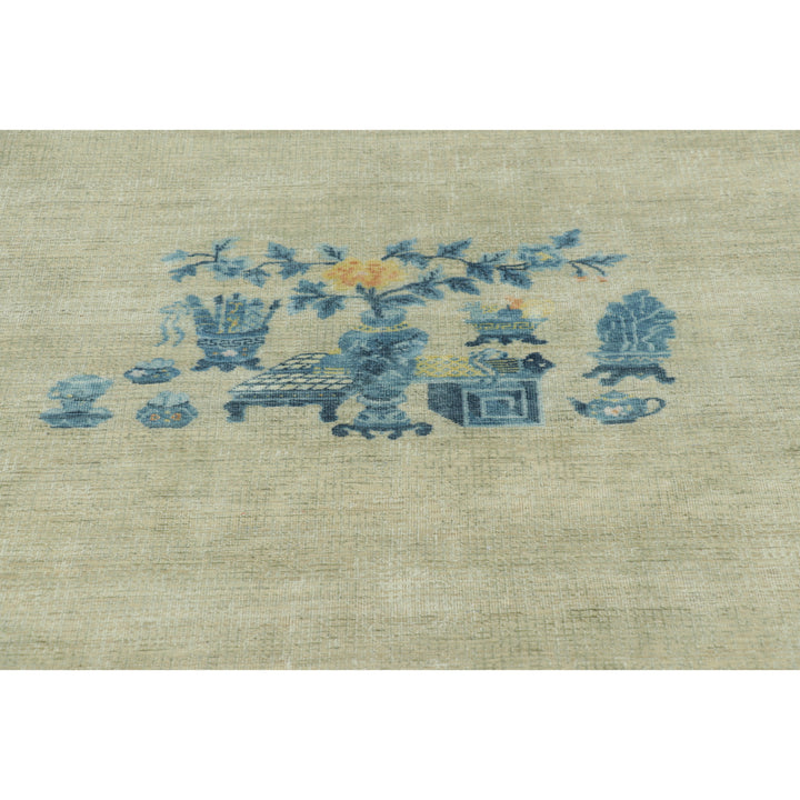 Blue Traditional Wool Silk Rug - 7'11" x 10'