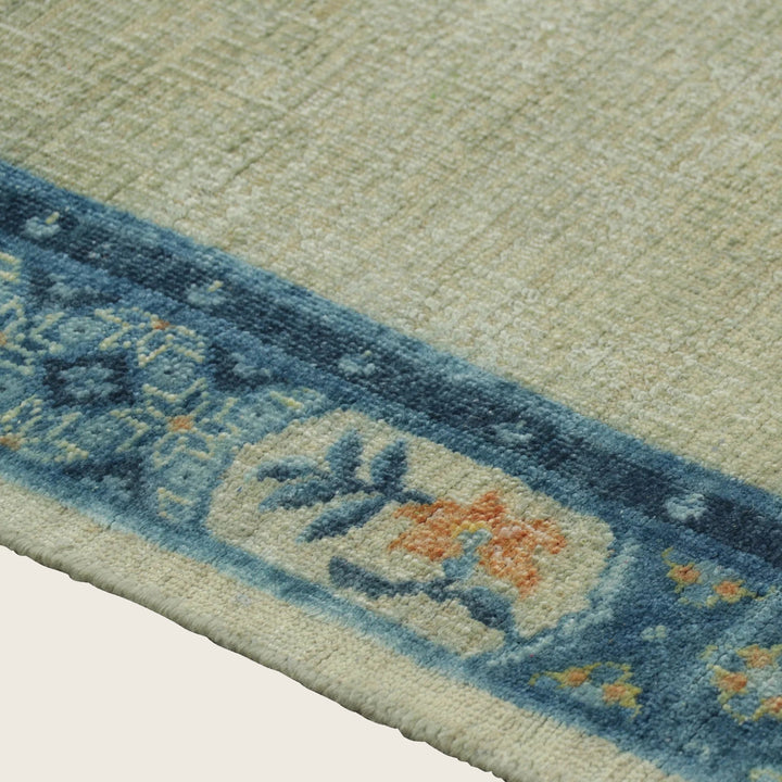 Blue Traditional Wool Silk Rug - 7'11" x 10'
