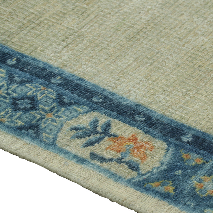 Blue Traditional Wool Silk Rug - 7'11" x 10'