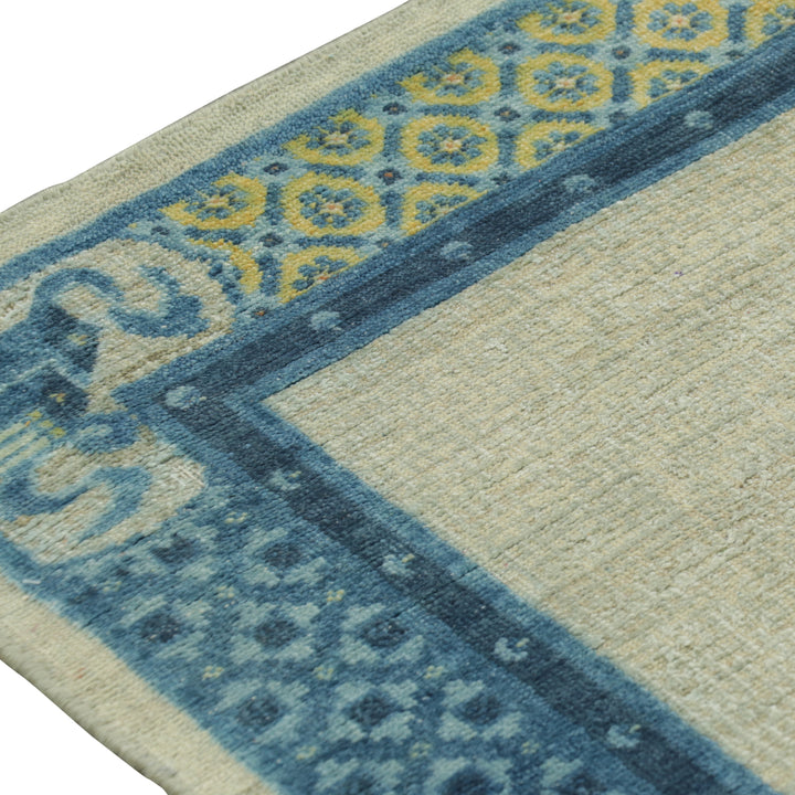 Blue Traditional Wool Silk Rug - 7'11" x 10'