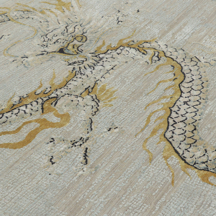 Nautral Contemporary Wool Silk Rug - 8' x 10'