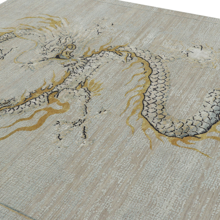 Nautral Contemporary Wool Silk Rug - 8' x 10'