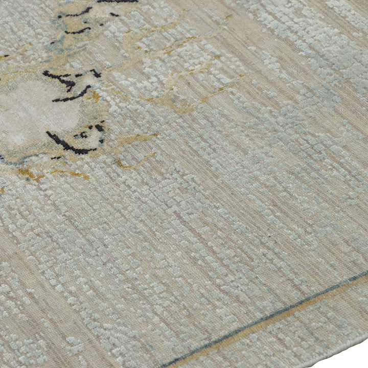 Nautral Contemporary Wool Silk Rug - 8' x 10'