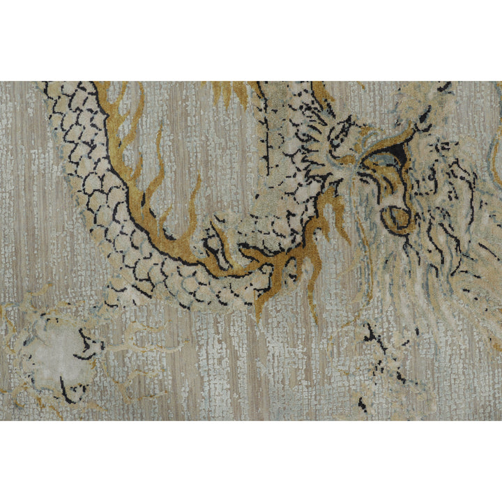 Nautral Contemporary Wool Silk Rug - 8' x 10'