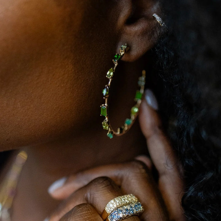 Large Green Goddess Hoops