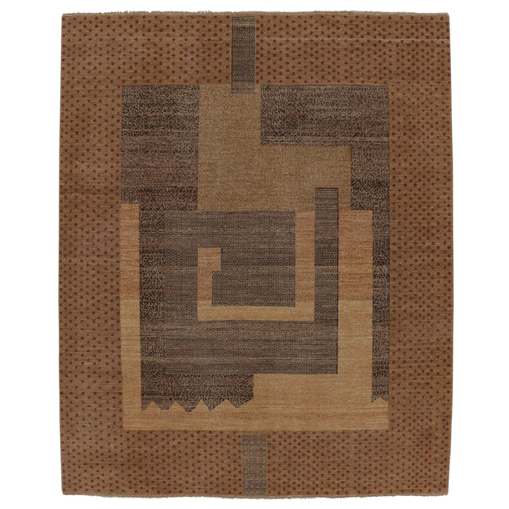 Brown Contemporary Wool Cotton Rug - 8' x 9'7"