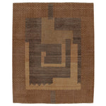 Brown Contemporary Wool Cotton Rug - 8' x 9'7"