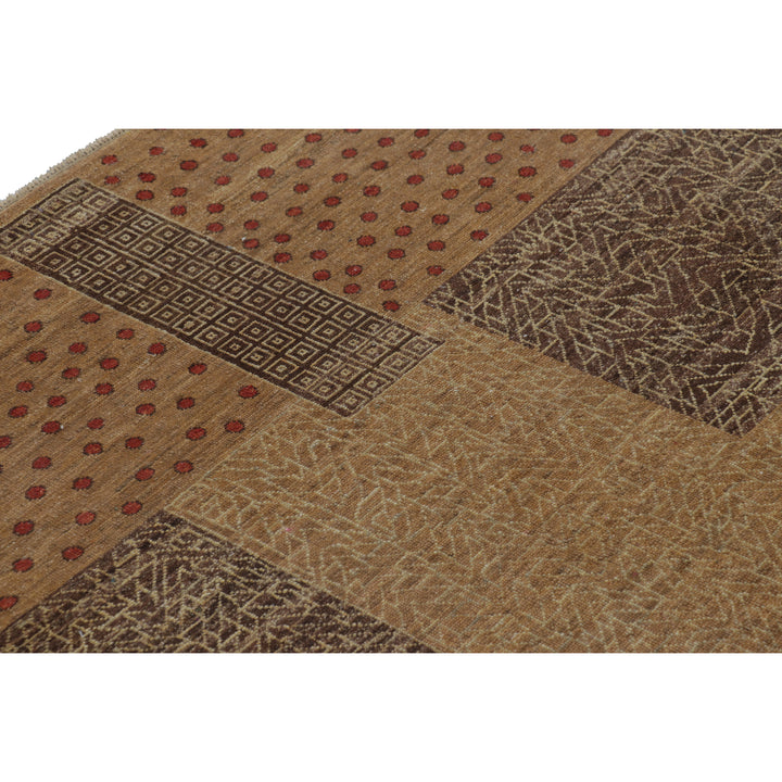 Brown Contemporary Wool Cotton Rug - 8' x 9'7"