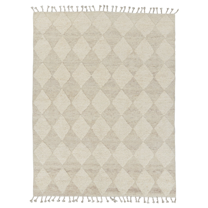 Ivory Moroccan Wool Rug - 9'3" x 12'
