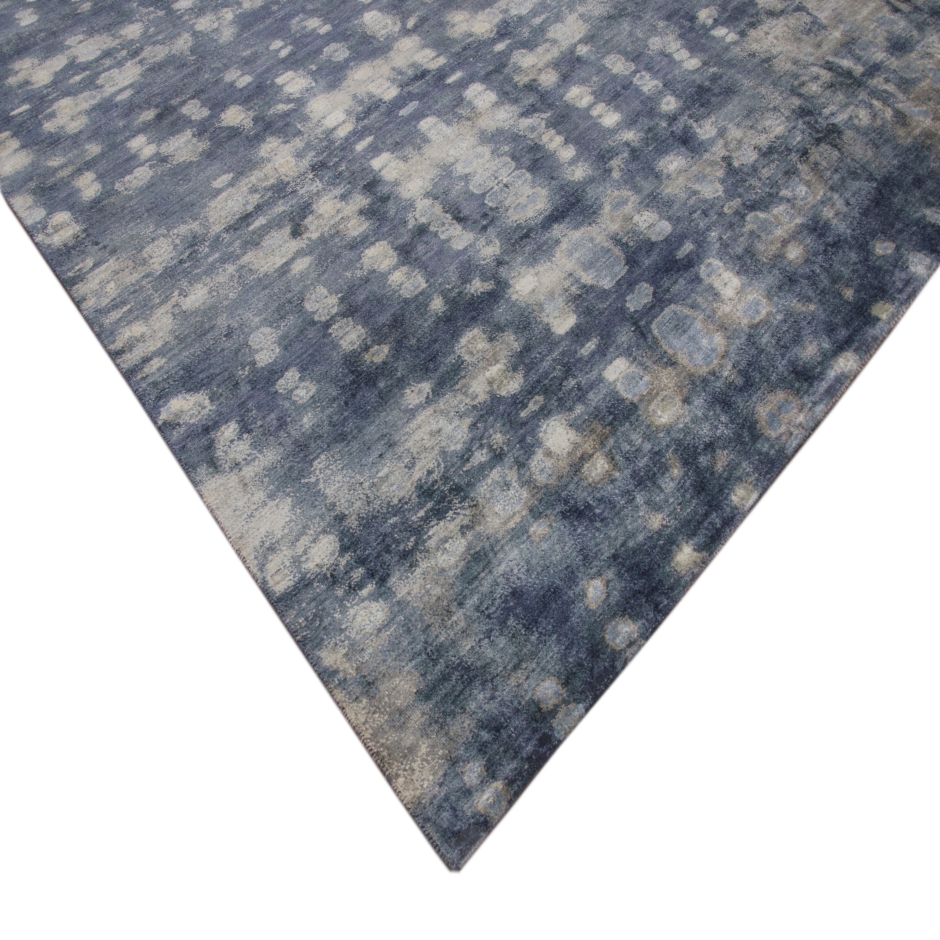 Blue Contemporary Silk Wool Blend Rug - 9' x 12'