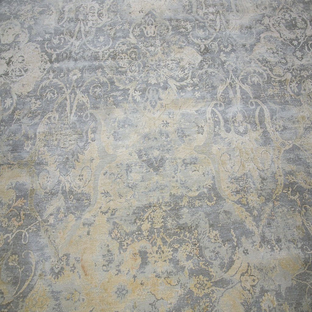 Grey Gold Traditional Silk Rug - 9' x 12'9"