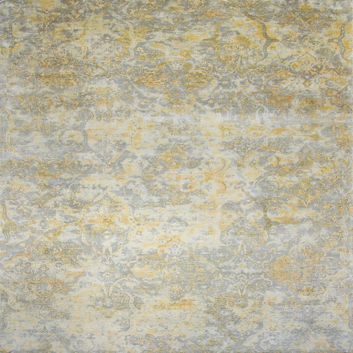 Grey Gold Traditional Silk Rug - 9' x 12'9"