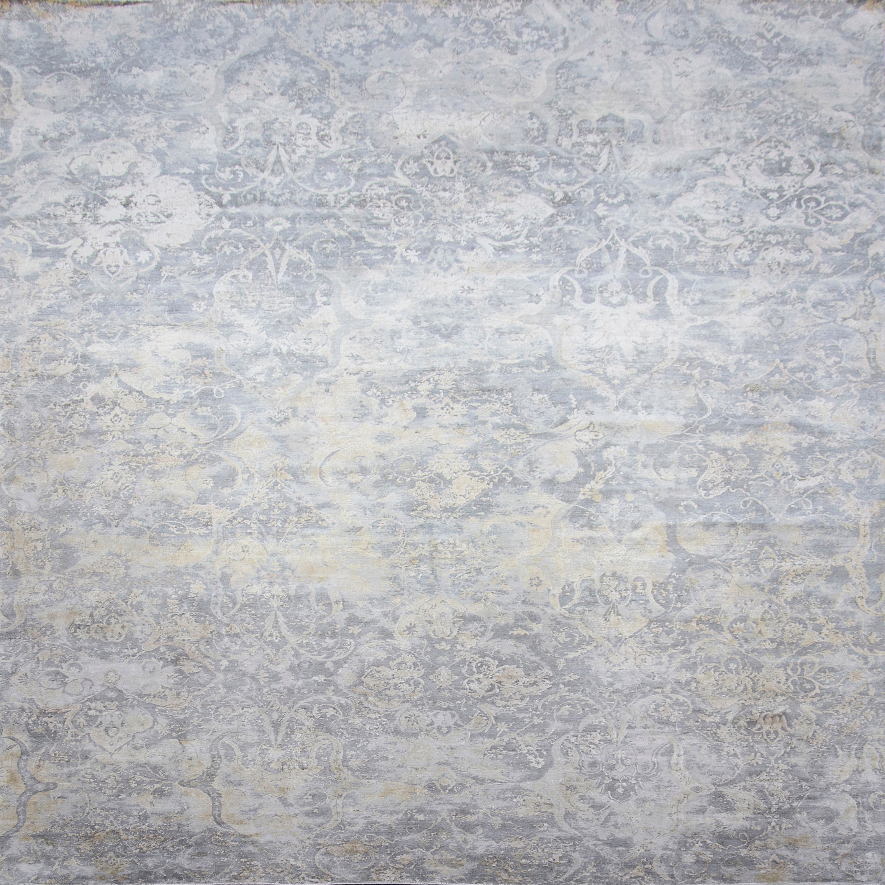 Grey Gold Traditional Silk Rug - 9' x 12'9"