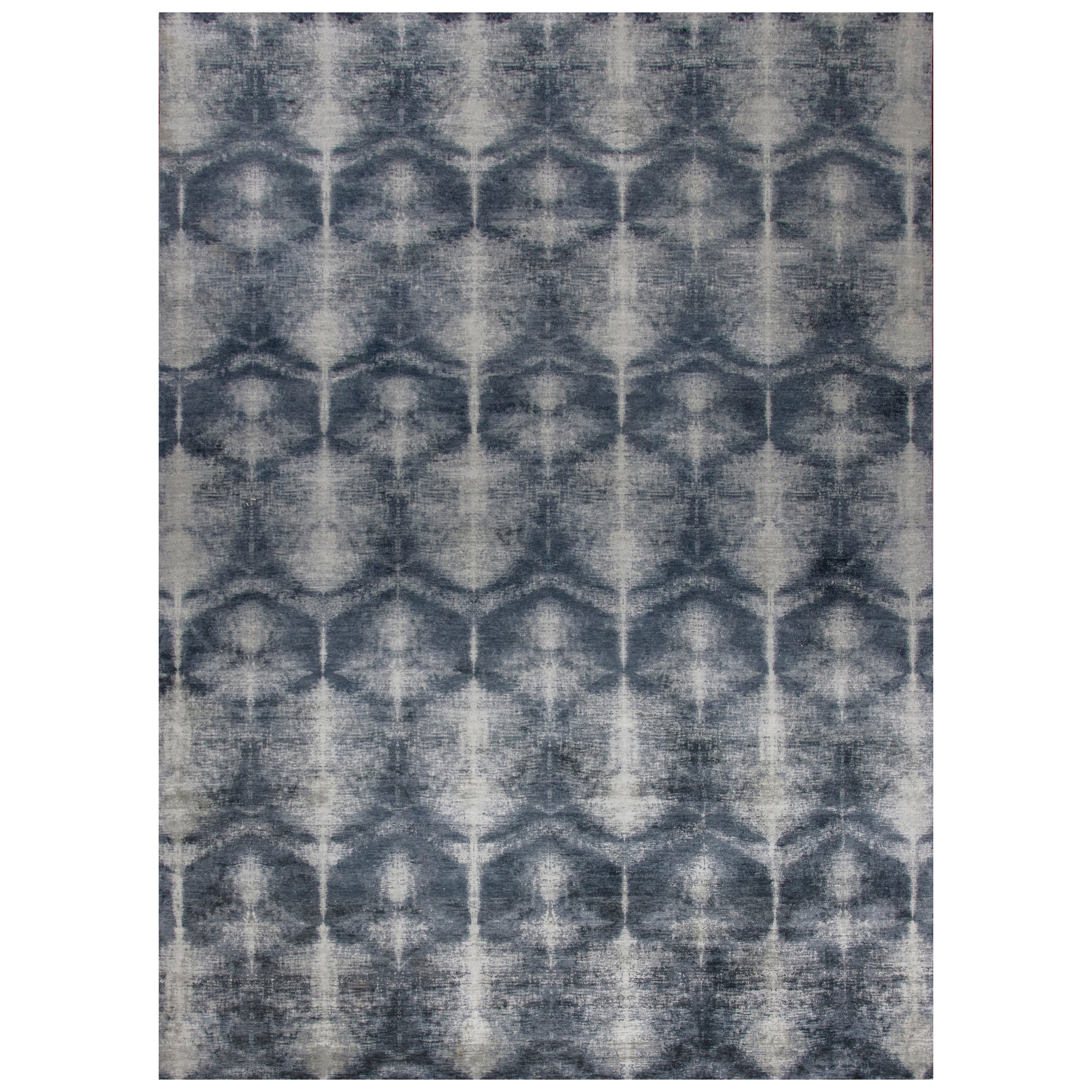 Blue Traditional Silk Wool Blend Rug - 9'1" x 12'2"