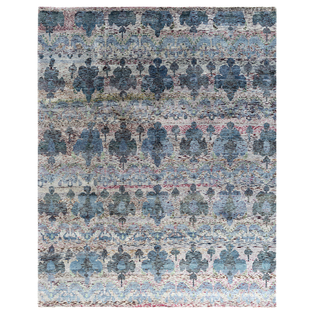 Grey Traditional Ikat Wool Rug - 8'1" x 10'1"