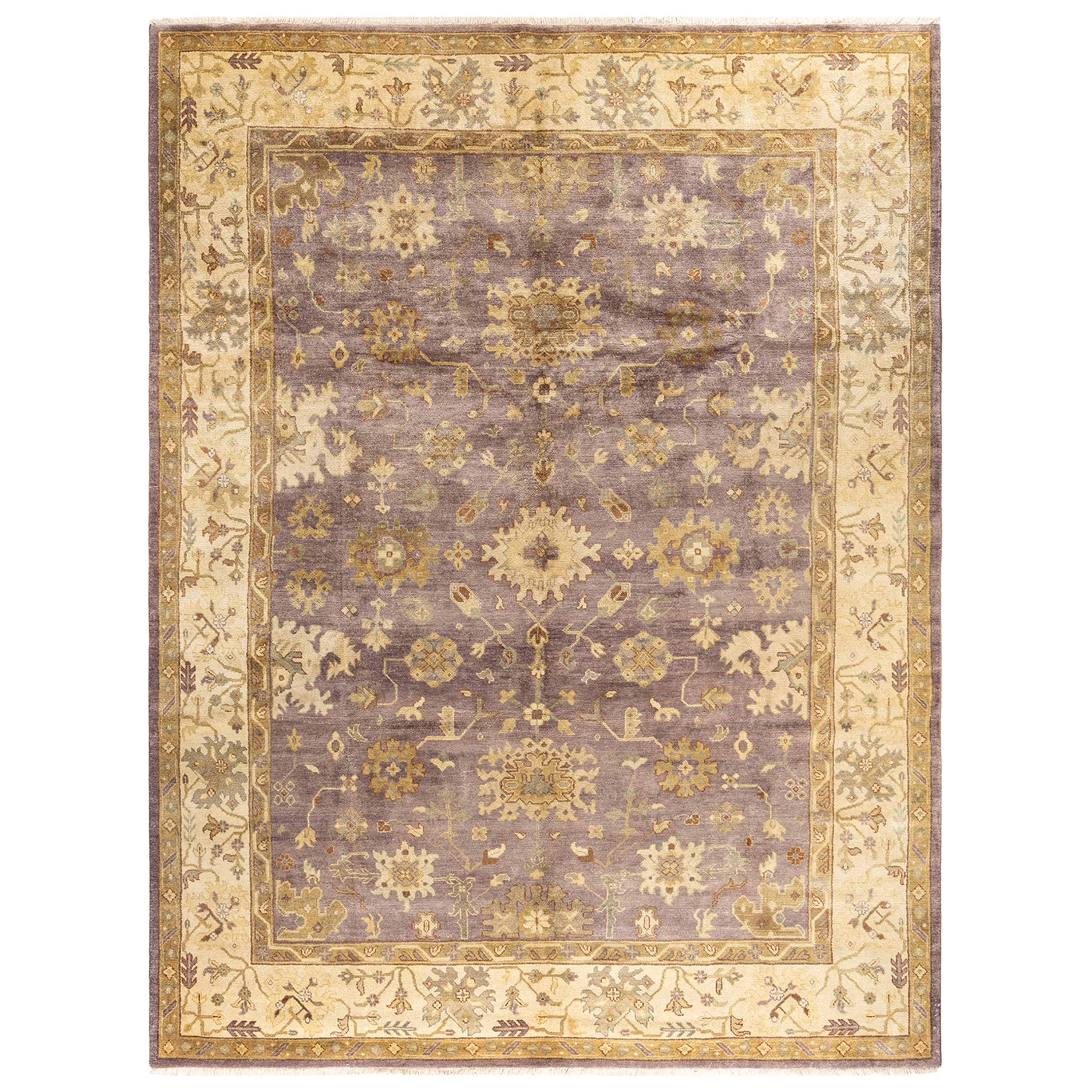 Brown Traditional Oushak Wool Rug - 9'4" x 12'3"