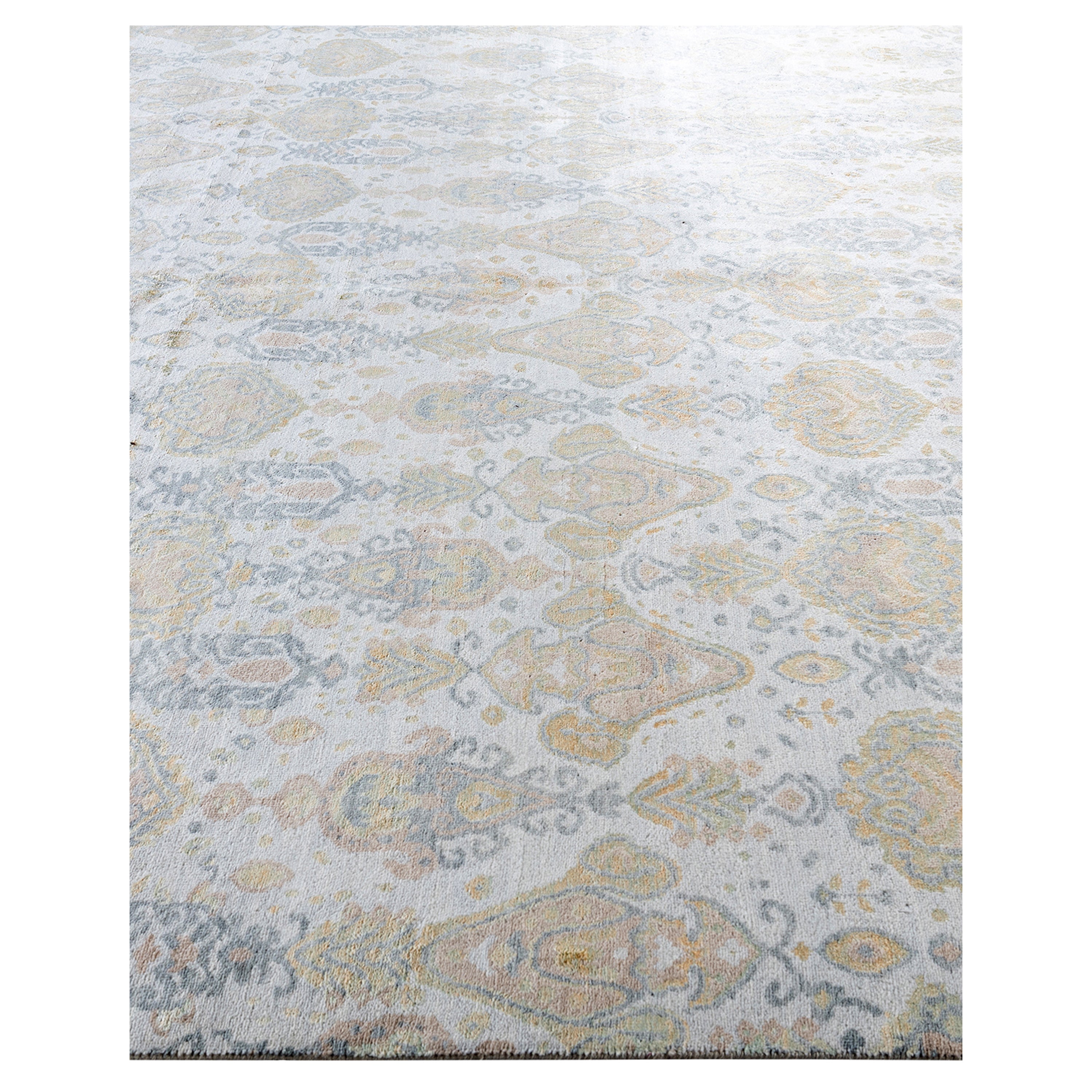 Grey Traditional Wool Slik Blend Rug - 8'1" x 10 4"